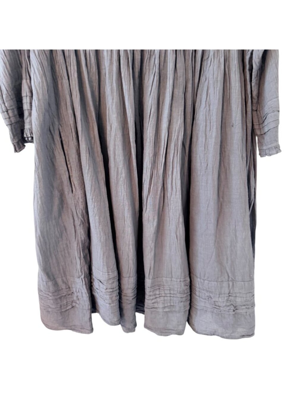 JP And Mattie Gray Cotton Crinkle Dress Sz M 3/4 Sleeve Lightweight Boho Dress. - Picture 8 of 12